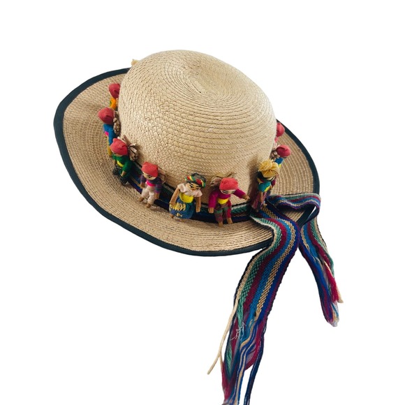 VINTAGE Straw Hat / Guatemalan Doll Hat